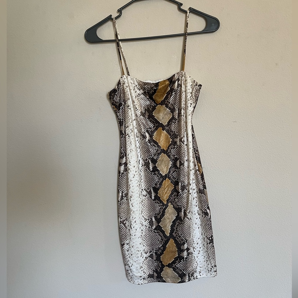 Snake print mini dress